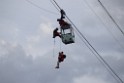 Koelner Seilbahn Gondel blieb haengen Koeln Linksrheinisch P633